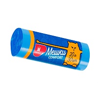 Мешки для мусора 20 л, синие, в рулоне 30 шт., ПНД, 8 мкм, 500х400 мм, Comfort, М0017 (МН 20-30с) в Балаково