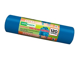 Мешки для мусора 120 л, синие, в рулоне 10 шт., ПНД, 14 мкм, 1100х700 мм, EXTRA, ex1201802 в Балаково