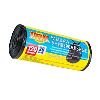 Мешки для мусора 120 л, черные, в рулоне 20 шт., ПНД, 15 мкм, 1100х700 мм, Крепак, 4607075710207 в Балаково