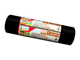 Мешки для мусора 120 л, черные, в рулоне 10 шт., ПНД, 12 мкм, 1100х700 мм, MIRPACK Classik, 1201011 в Балаково
