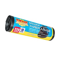 Мешки для мусора 120 л, черные, в рулоне 10 шт., ПНД, 15 мкм, 1100х700 мм, Крепак, 4607075710214 в Балаково