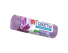 Мешки для мусора 60 л, ароматизированные, Лаванда, сиреневые, в рулоне 20 шт., ПНД, 9 мкм, 650х550 мм, GRIFON Aroma, 101-023 La в Балаково