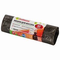 Мешки для мусора 60 л, черные, в рулоне 20 шт., ПНД, 5 мкм, 650х570 мм, Любаша, 605331 в Балаково