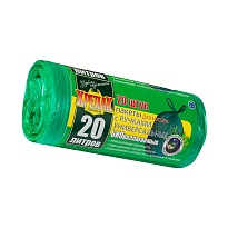 Мешки для мусора 20 л, биоразлагаемые, с ручками, черные, в рулоне 30 шт., ПНД, 10 мкм, 550х440 мм, Крепак, 4607075710047 в Балаково