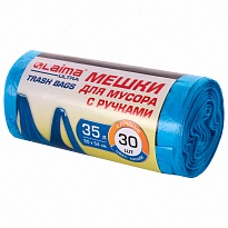 Мешки для мусора 35 л, с ручками, синие, в рулоне 30 шт., ПНД, 9 мкм, 540х500 мм, LAIMA ULTRA, 607683 в Балаково