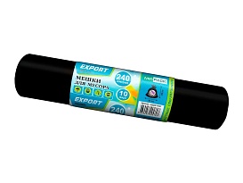 Мешки для мусора 240 л, черные, в рулоне 10 шт., ПВД 80 мкм, 1300х930 мм, EXPORT, exp 24010167 в Балаково