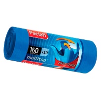 Мешки для мусора 160 л, с ушками, синие, в рулоне 10 шт., ПВД, 30 мкм, 1250х900 мм, PACLAN Multitop, 604064 в Балаково