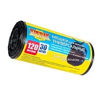 Мешки для мусора 120 л, черные, в рулоне 30 шт., ПНД, 15 мкм, 1100х700 мм, Крепак, 4607075710122 в Балаково