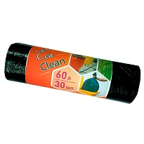 Мешки для мусора 60 л, черные, в рулоне 30 шт., ПНД, 6 мкм, 640х580 мм, Концепция Быта EcoClean, 603890 в Балаково