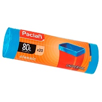 Мешки для мусора 80 л, синие, в рулоне 20 шт., ПНД, 12 мкм, 900х700 мм, PACLAN Classic, 606335 в Балаково