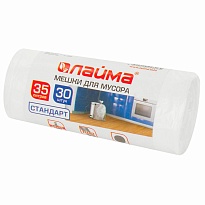 Мешки для мусора 35 л, белые, в рулоне 30 шт., ПНД, 6 мкм, 550х480 мм, LAIMA, 605538 в Балаково