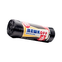 Мешки для мусора 60 л, черные, в рулоне 20 шт., ПНД, 9 мкм, 700х600 мм, МЕШКОFF, 4045 в Балаково